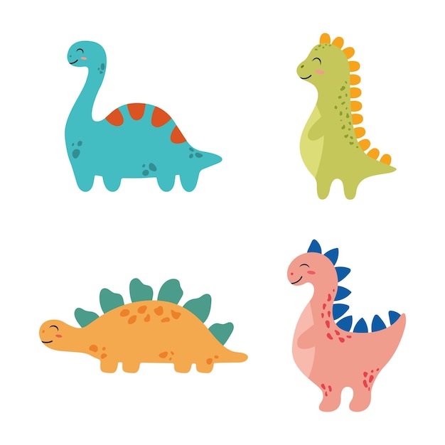 Set of cute cartoon dinosaurs for kids baby prints