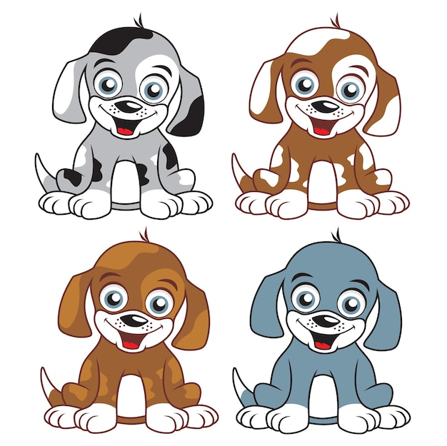 Set cute cartoon dog.