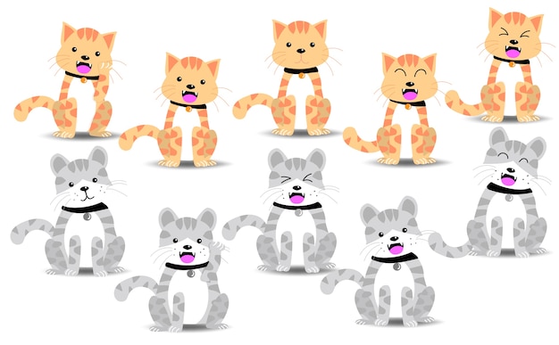 Set Cute cat cartoon