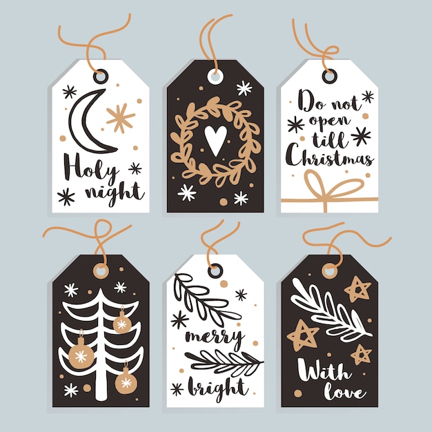 Set of cute Christmas gift tags and cards