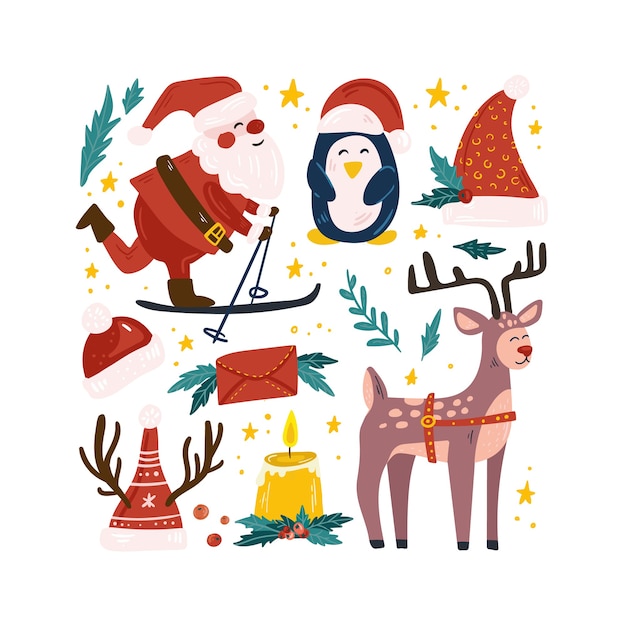 Set of cute christmas illustration