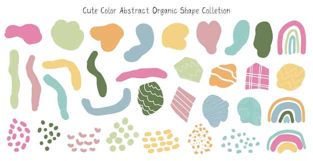 a set of cute color hand drawn abstract organic shape