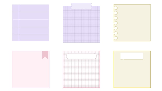 set of the cute colorful notepad template planner memo grid paper sticky note reminder journal