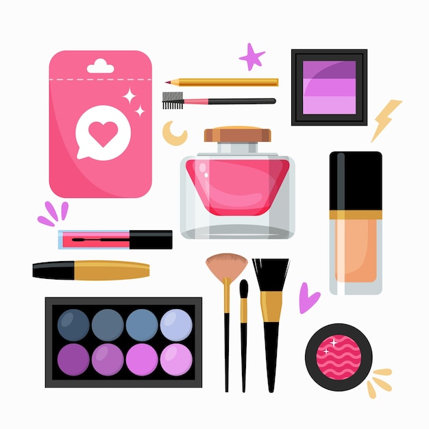 A set of cute cosmetics elements