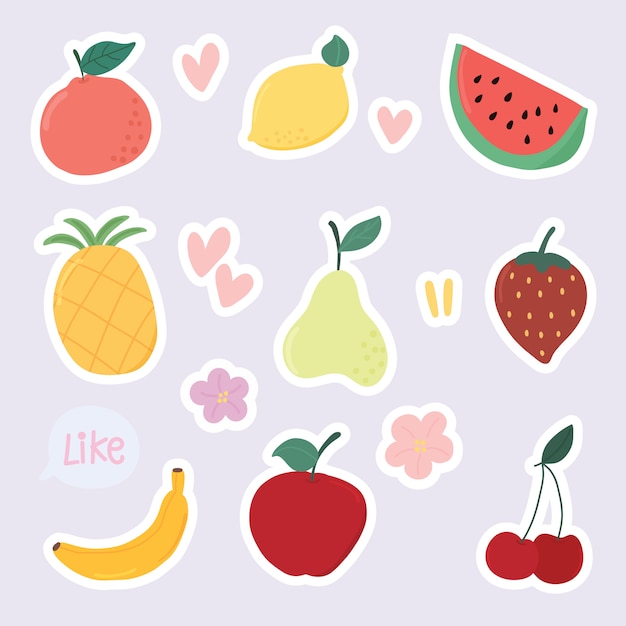 Set of cute dessert stickers