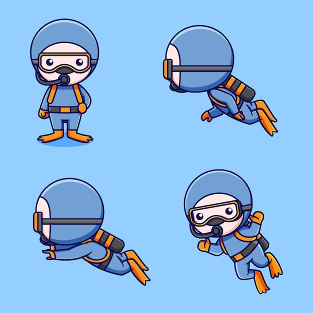 set of cute diver designs