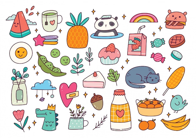 Set of cute doodle   illustration