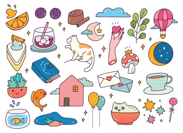 Set of cute doodle   illustration