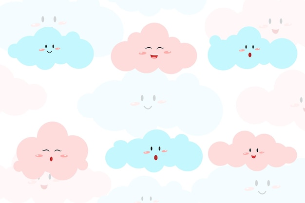 Vector set of cute flat design cloud