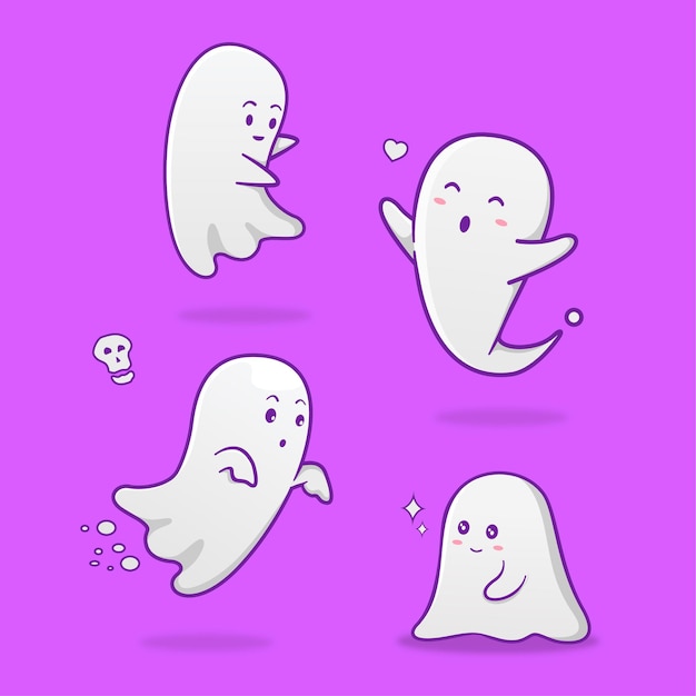 Set of cute ghost illustration