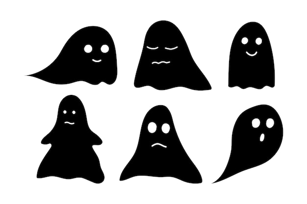 A set of cute ghost silhouettes for Halloween design