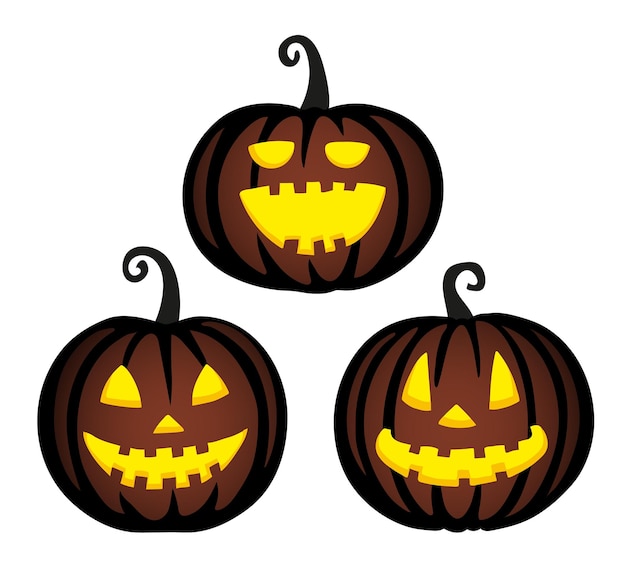 Set of cute halloween pumpkins. Jack O'Lantern.