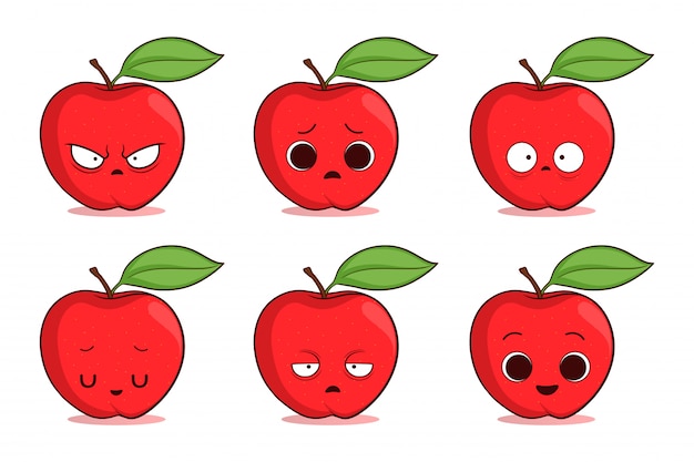 Set of cute hand drawn apple