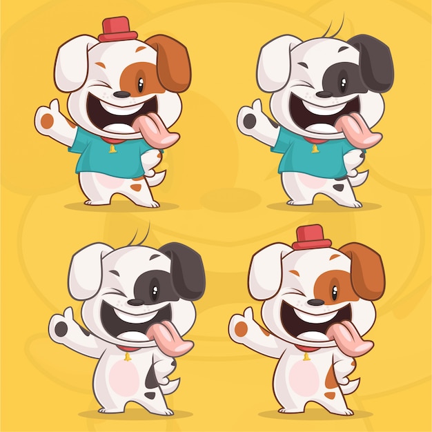 Set of cute happy dog character