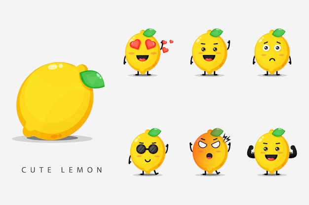 Set of cute lemon mascots