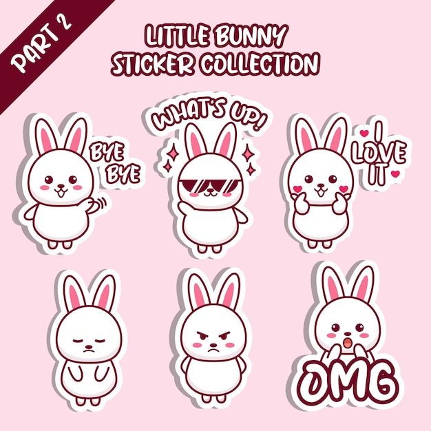 Set of cute little duck sticker collection Bye whats up sad angry OMG