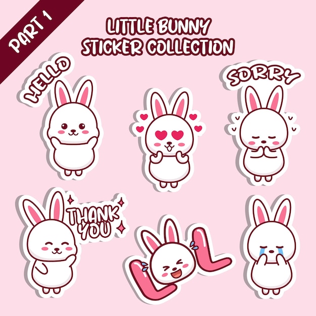 Set of cute little duck sticker collection Hello love sorry thank you LOL cry emoticon