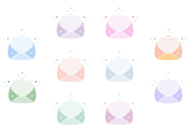 set of cute love envelopes letter notes for writing with pastel coloring