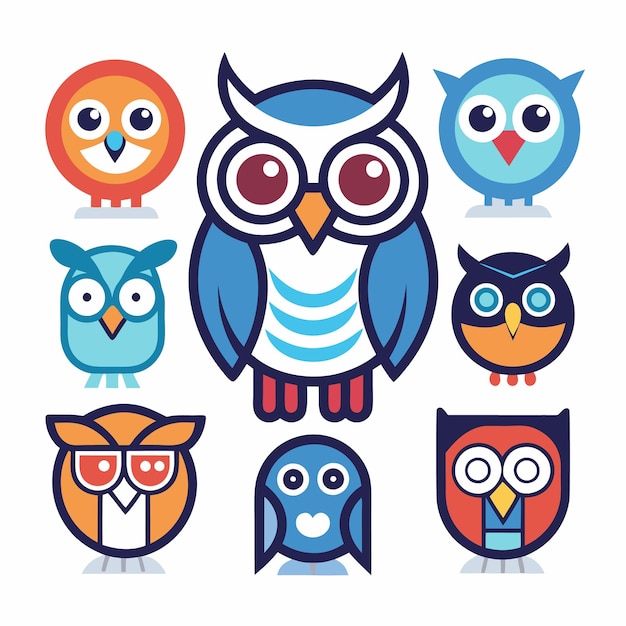 Set of Cute Owl Illustrations