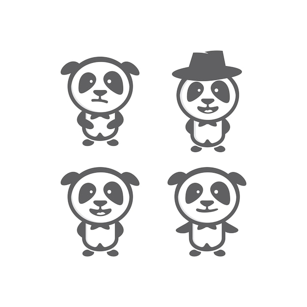 Set of cute panda character