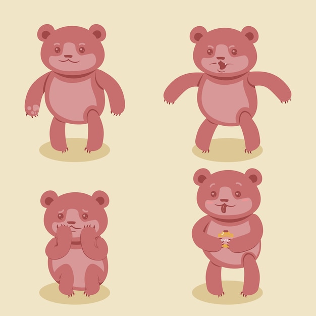 a set of cute pink teddy bears