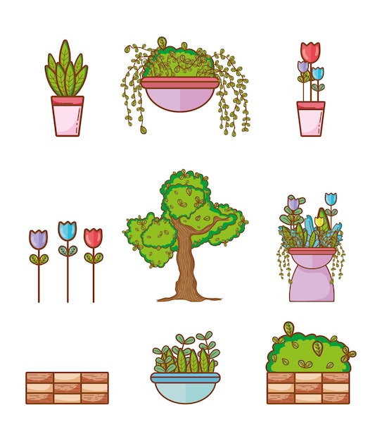 Set of cute plants 