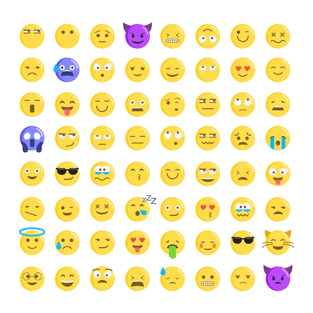 Set of cute smiley emoticons