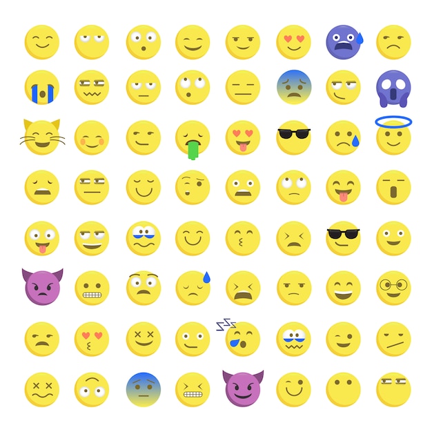 Set of cute smiley emoticons