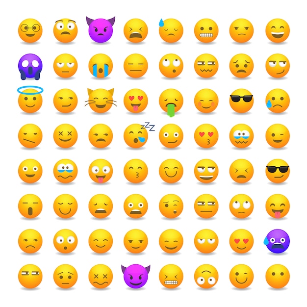 Set of cute smiley emoticons