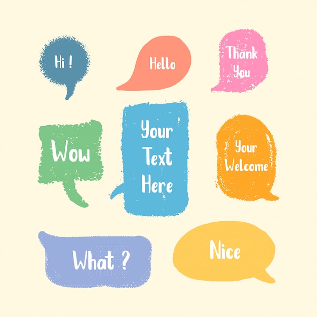 Set of cute speech bubble hand drawn colorful brush style