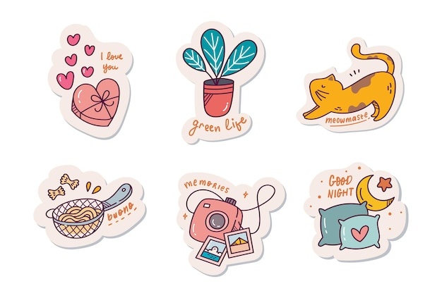 Set of Cute Sticker Design