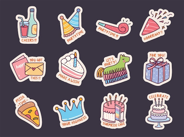 Set of Cute Sticker Doodle