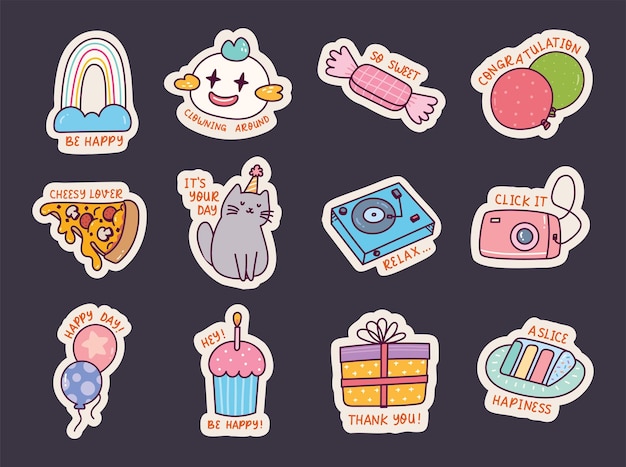 Set of Cute Sticker Doodle