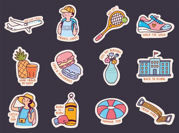 Set of Cute Sticker Doodle