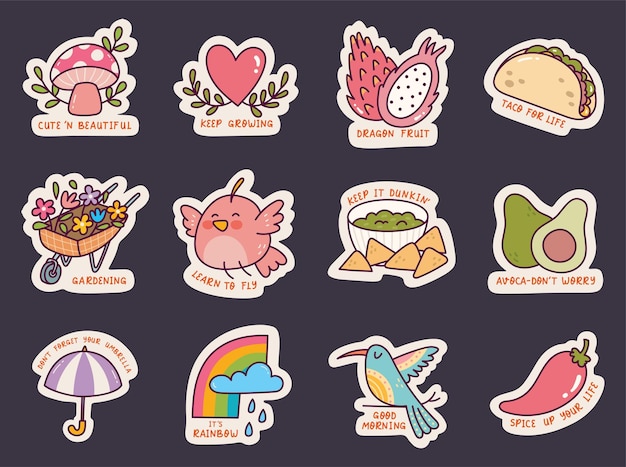 Set of Cute Sticker Doodle