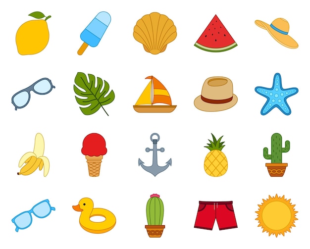 Set of cute summer holiday elements