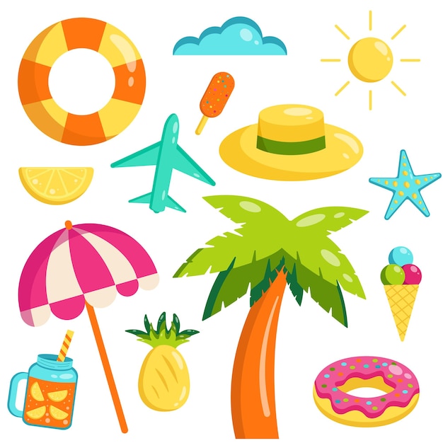 Set of cute summer symbols