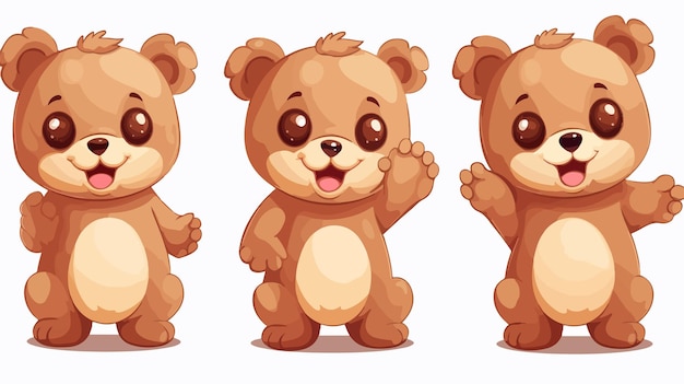 a set of cute teddy bears pointing at something