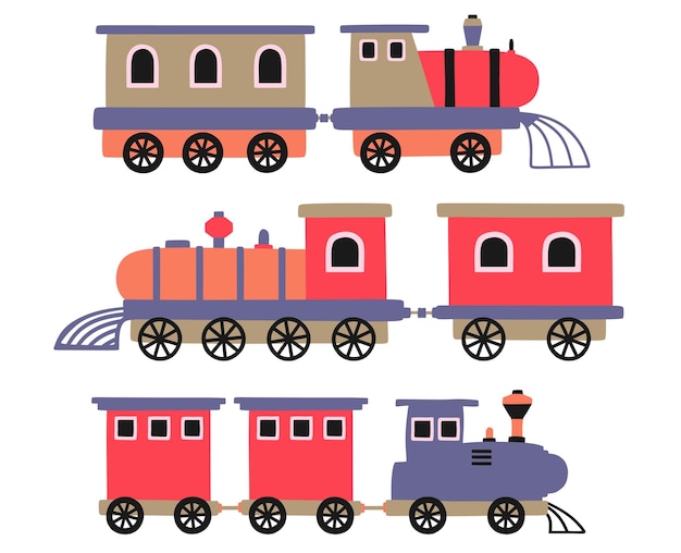 Set of cute train