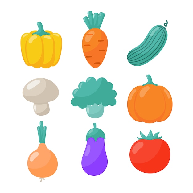 set of cute vegetable icons kawaii style isolated on white .