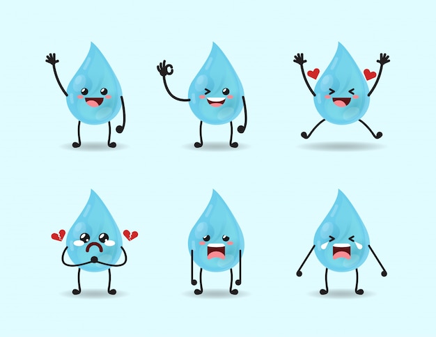 Set of cute water expression design  