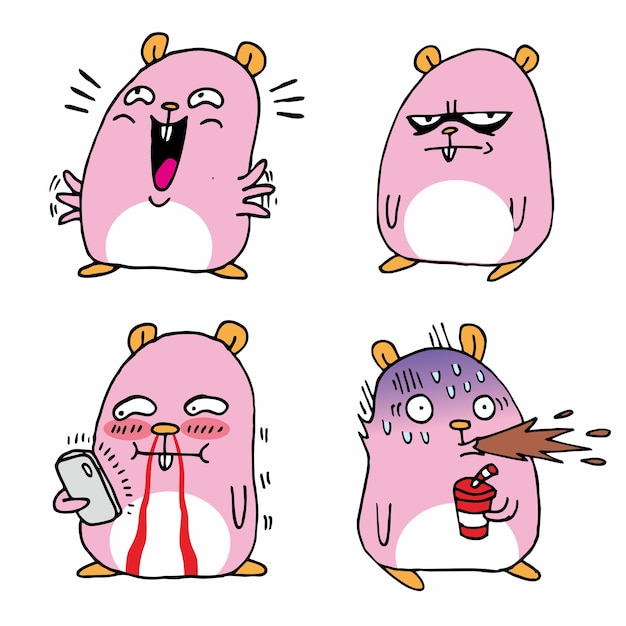 a set of cute weird hamster clipart