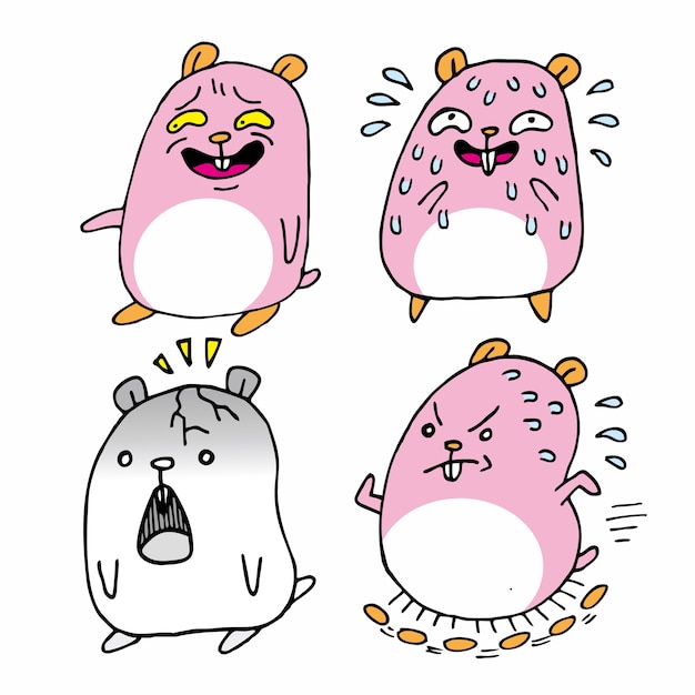 a set of cute weird hamster 