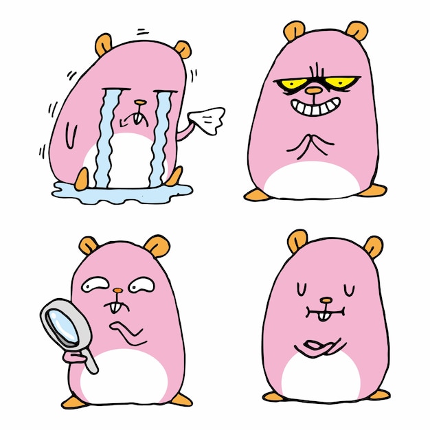 a set of cute weird hamster