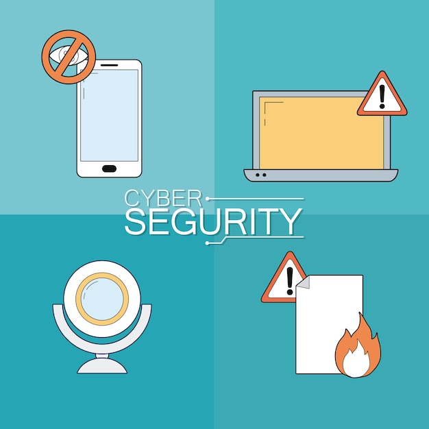 Set of cyber security icons collection 