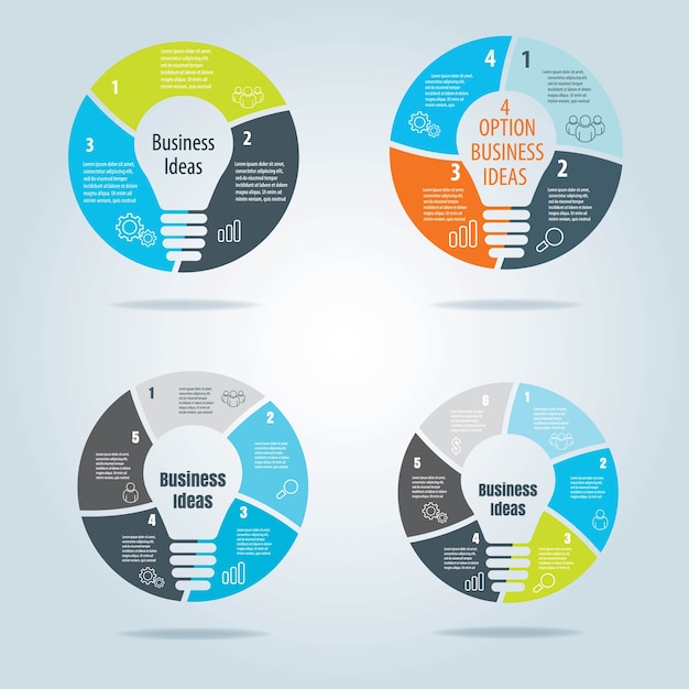 Set of cycle diagram with Light Bulb for infographic