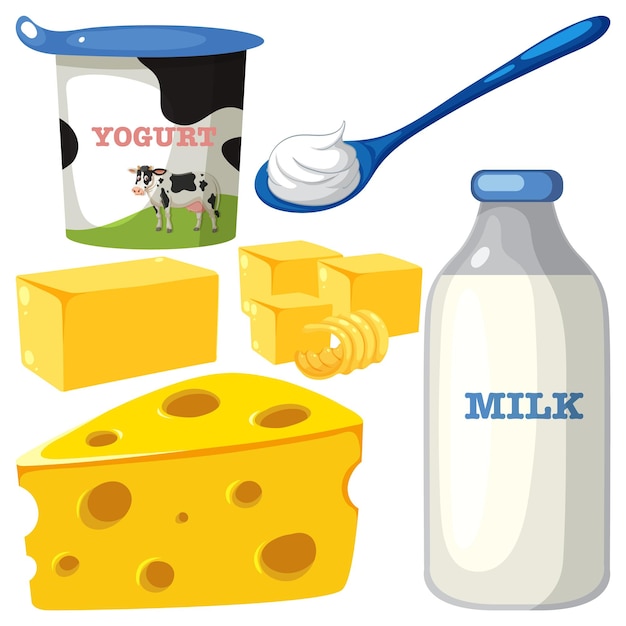 Set of dairy product