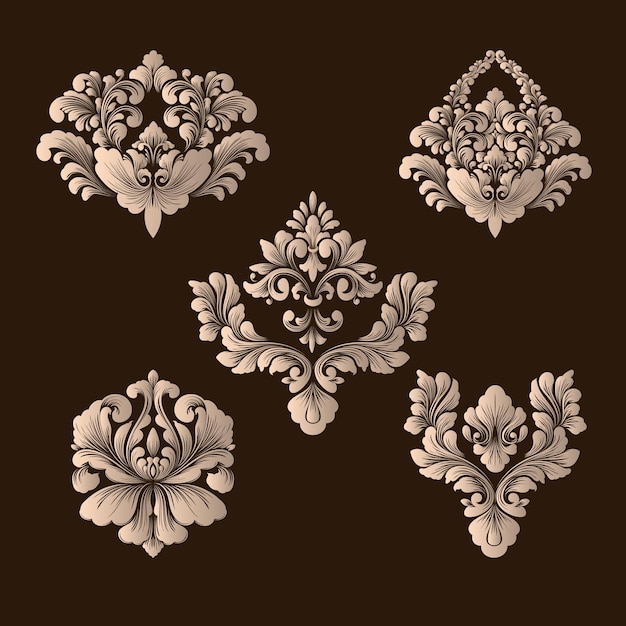 Set of damask ornamental elements.