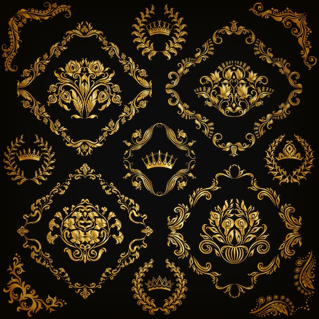 Set of damask ornaments.