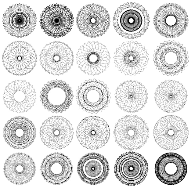 Set Of Decorations as Elements Or Floral Pattern circles with a white background